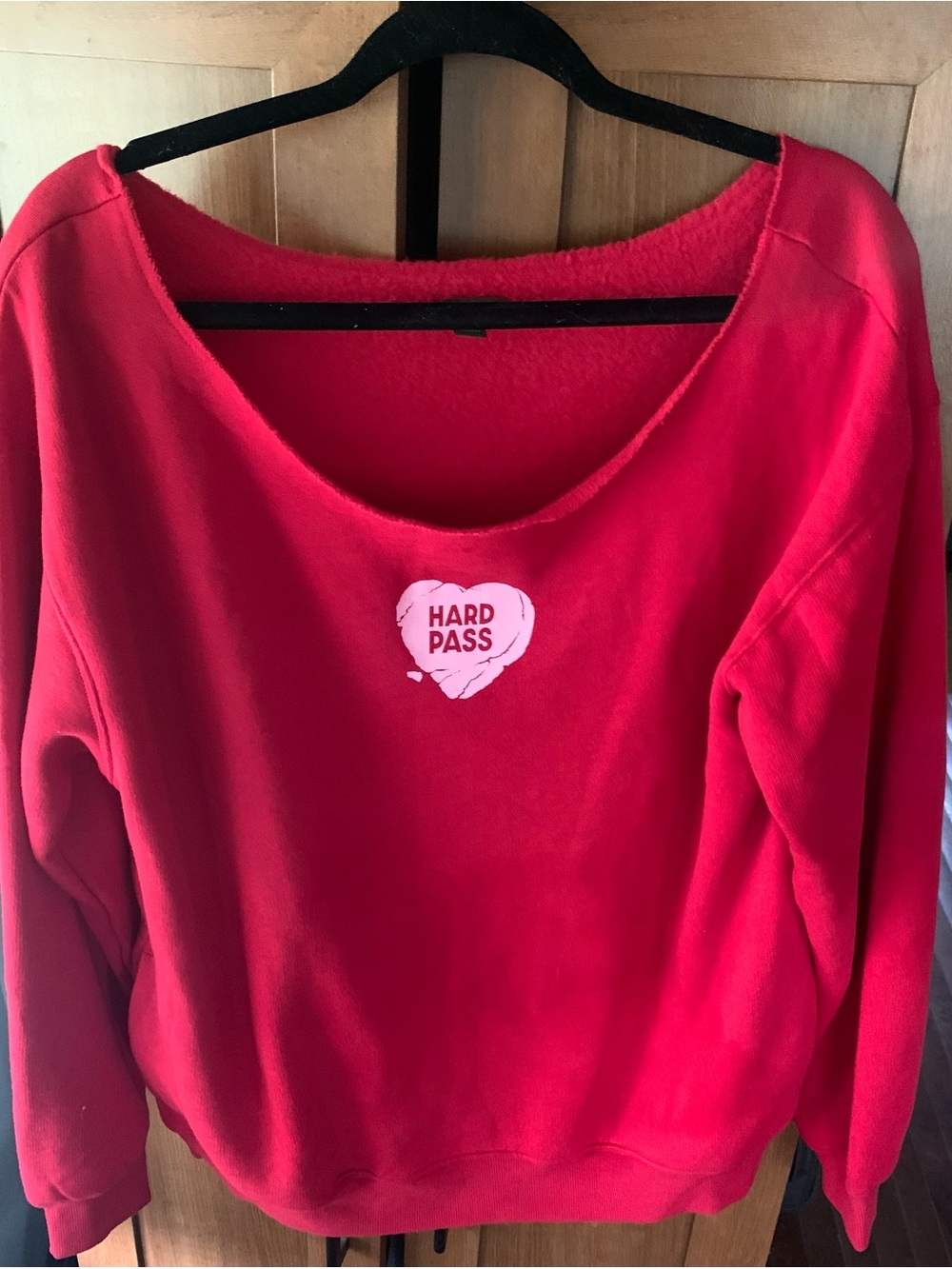 wild fable Red Women's Pullover Sweatshirt with White Heart Graphic